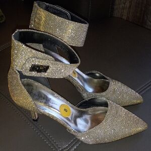 Shimmering Gold Ankle Strap Heels